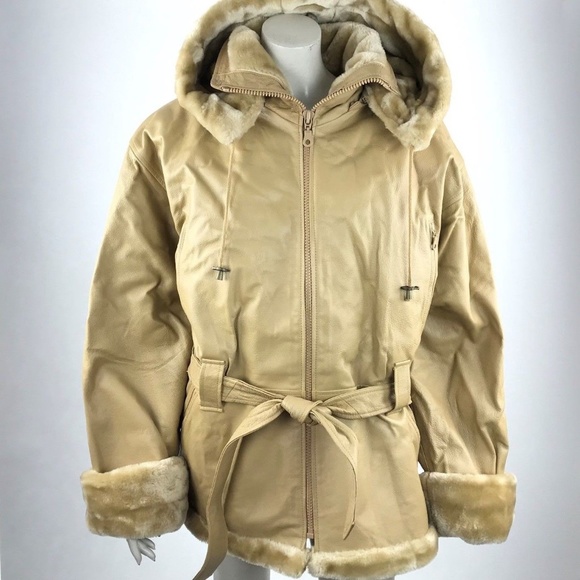 Wilda Jackets & Blazers - Wilda Leather Belted Jacket Coat Faux Fur NWOT